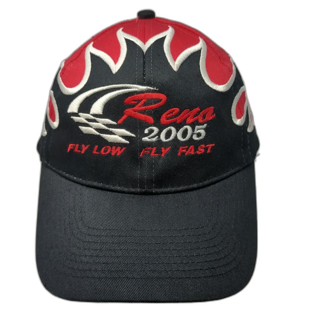 Otto Baseball Cap Black Red One Size Reno 2005 Fly Low Fly Fast Flames Hat